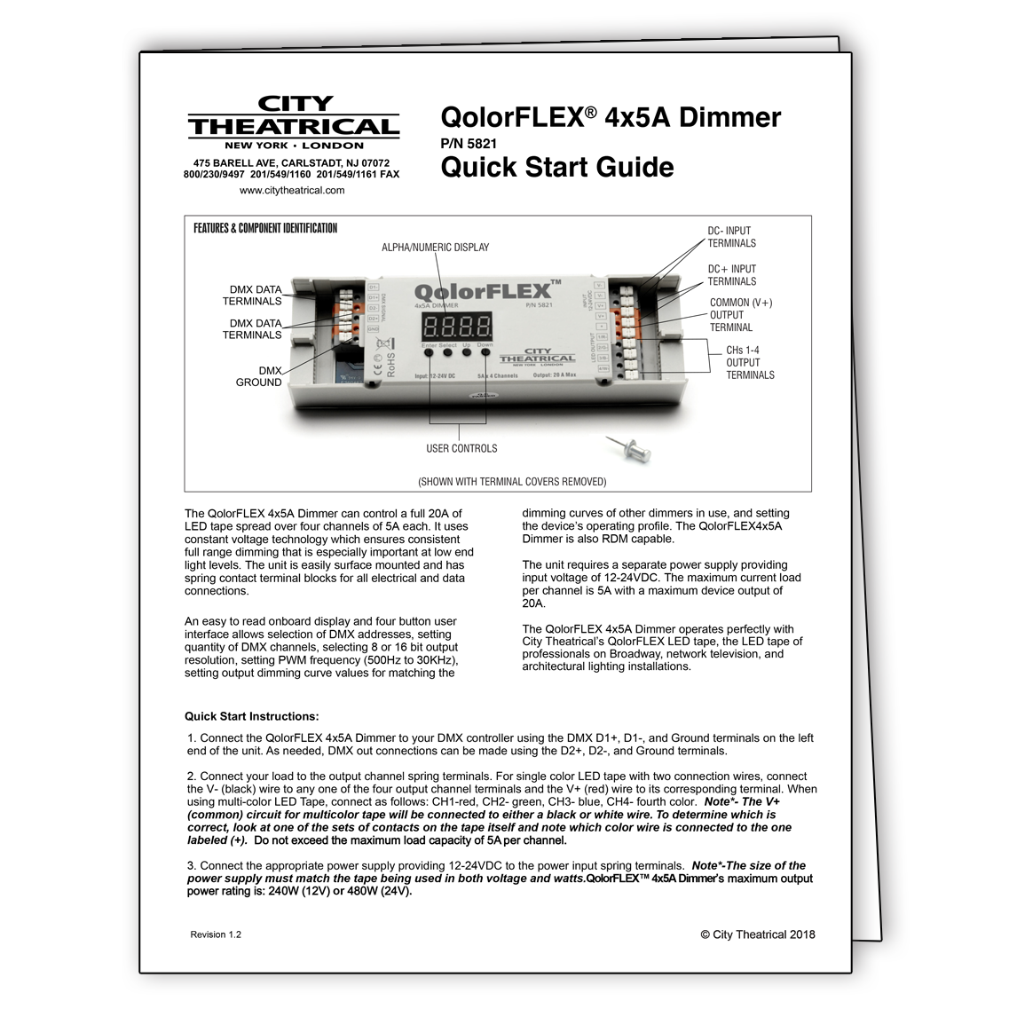 QolorFLEX 4x5A Dimmer (5821) Quick Start Guide