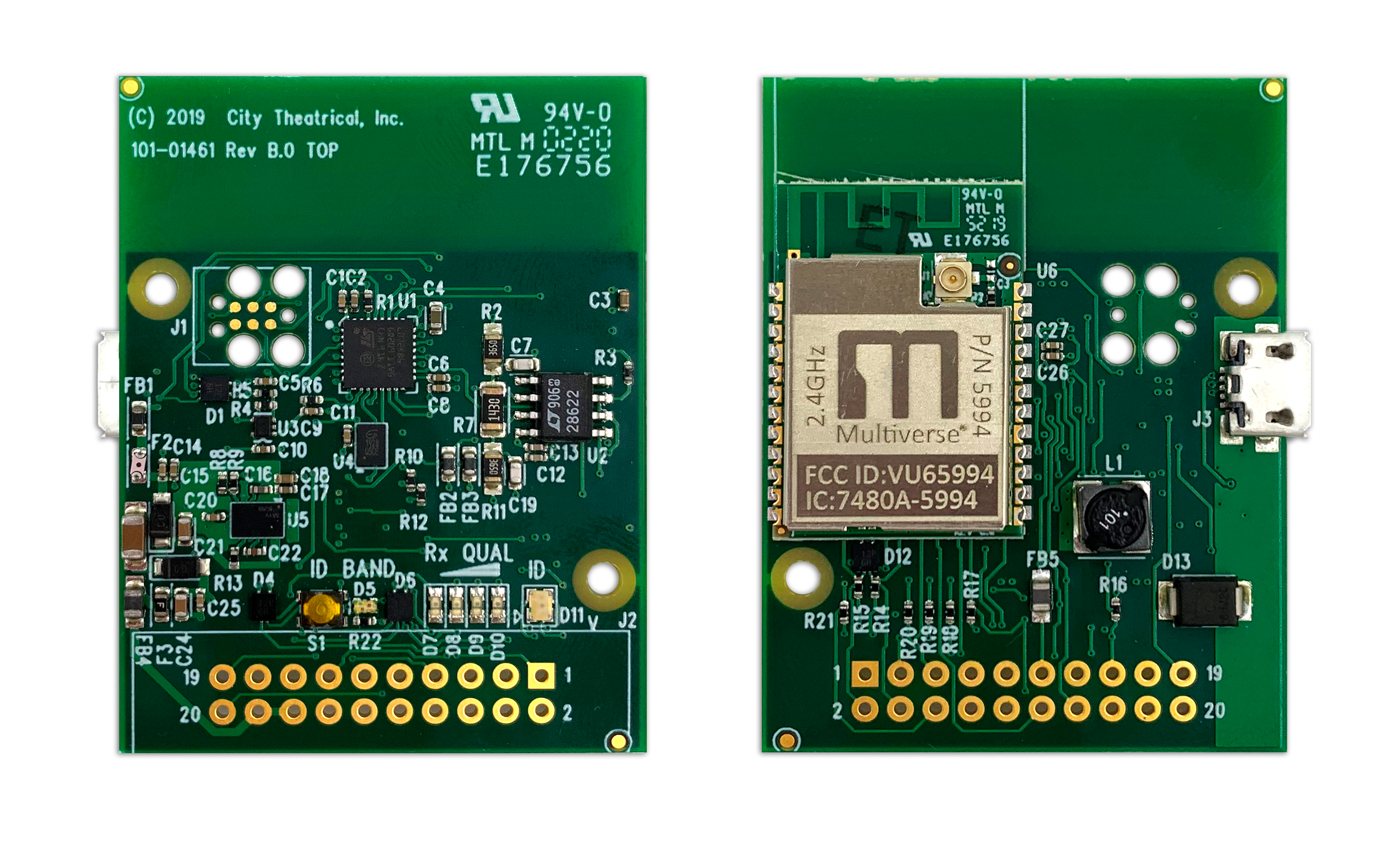 5906 Multiverse Receiver Card, 2.4GHz top and bottom views