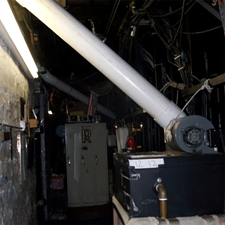 Phantom More of the six machines with 6inch PVC pipe plumbing for sending fog to the stage