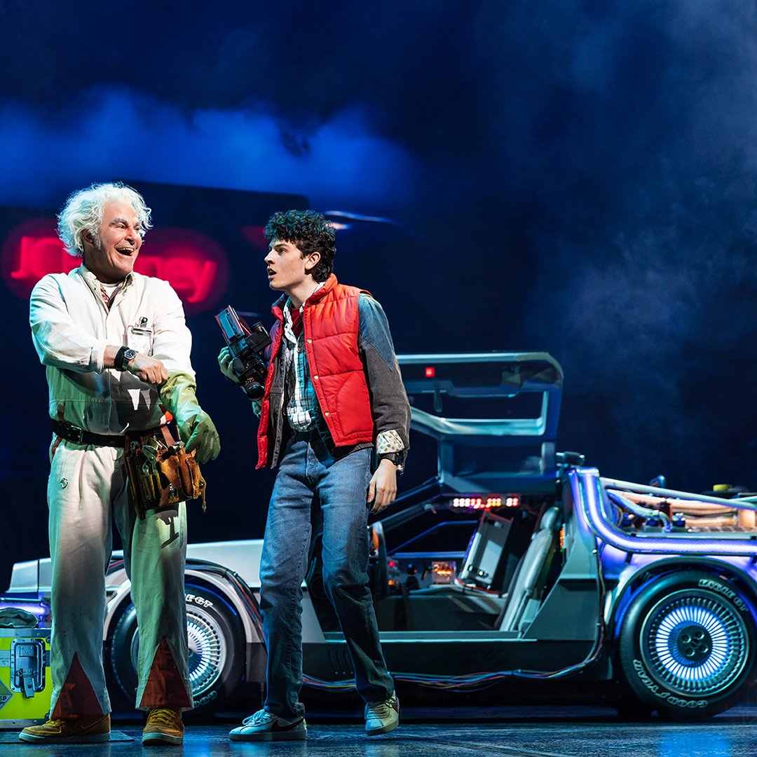 6- Roger Bart and the Cast of BTTF - Photo by Matthew Murphy and Evan Zimmerman low res sq