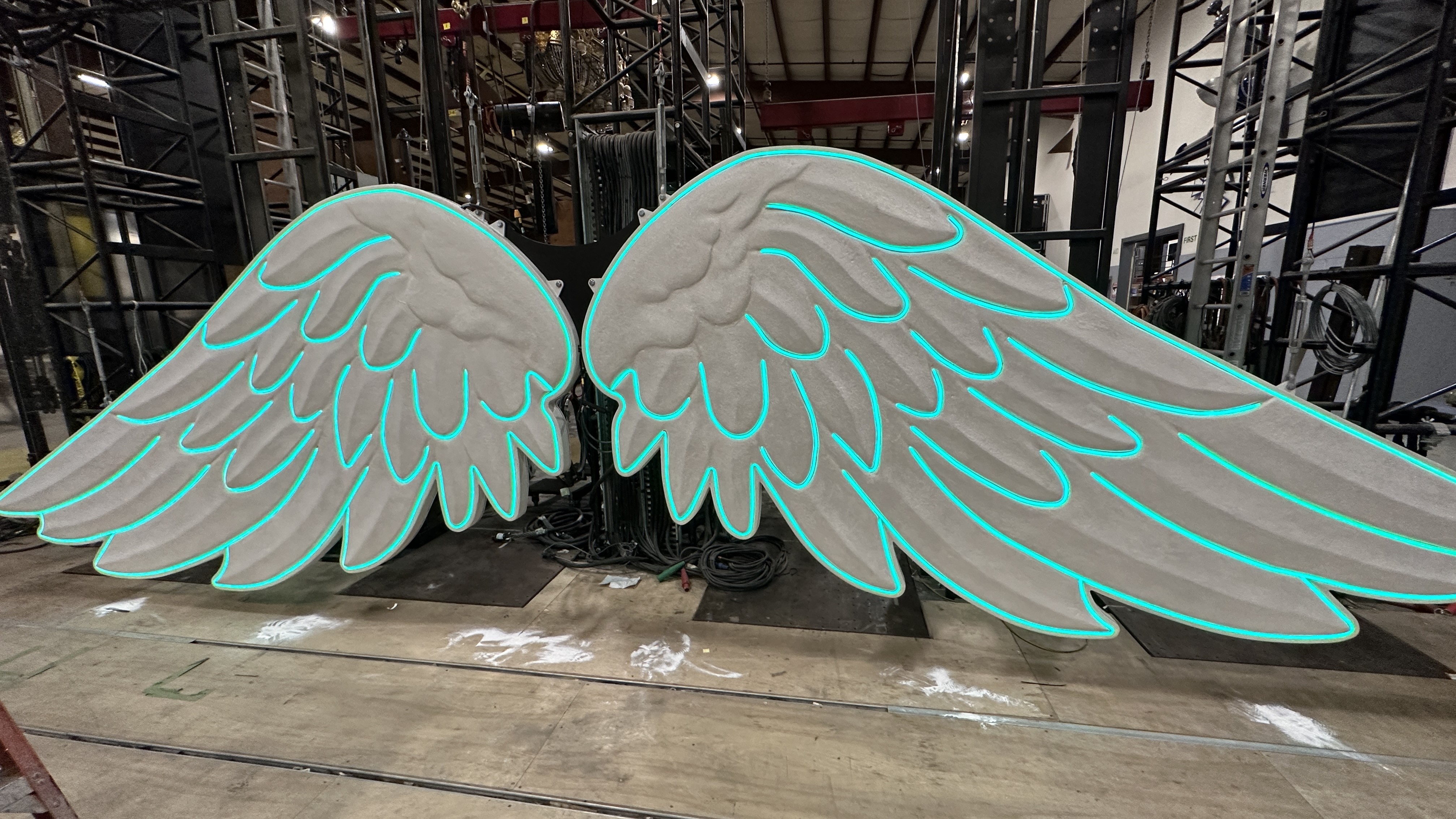 Carrie Underwood Tour Wings Scenic Element in production, lit, one color