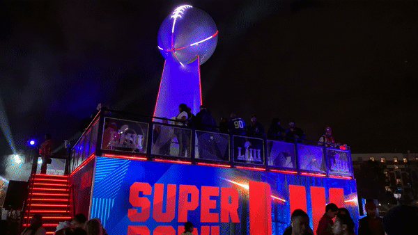 QolorPIX at the Super Bowl LIII Lombardi Trophy replica in Atlanta, Georgia