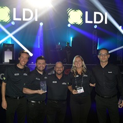 City Theatrical and Martin team members celebrate their LDI product award wins