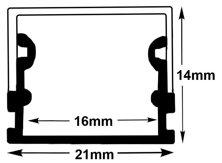 6692 QolorPIX Aluminum Extrusion (14mm H) and 6697 QolorPIX Diffuser diagram