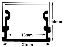 6692 QolorPIX Aluminum Extrusion (14mm H) and 6697 QolorPIX Diffuser diagram