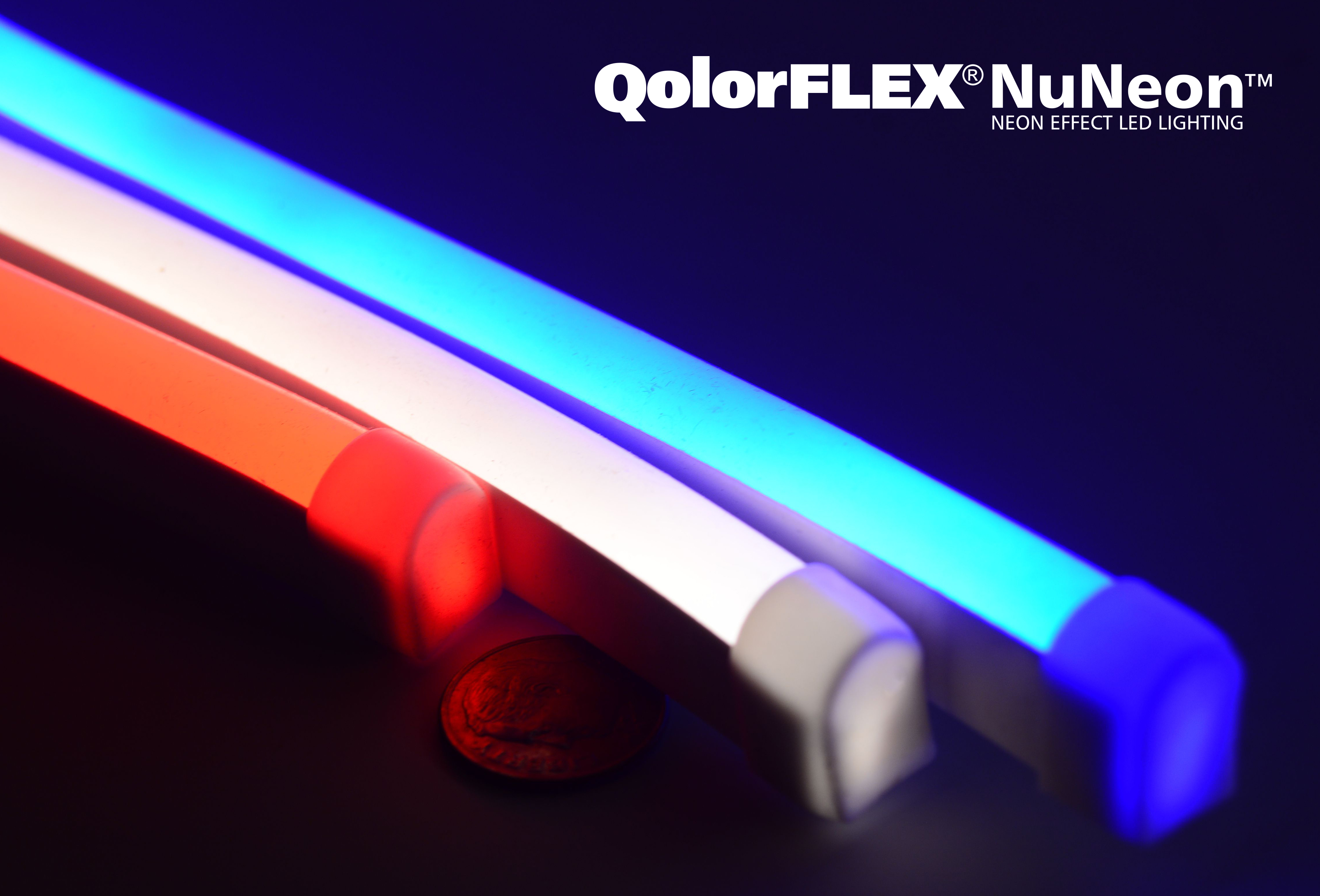 QolorFLEX NuNeon, red white blue in a line