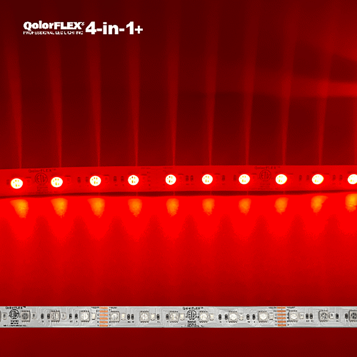QolorFLEX Quad Chip RGBA Plus Deep Red LED Tape, deep red colorway (still)