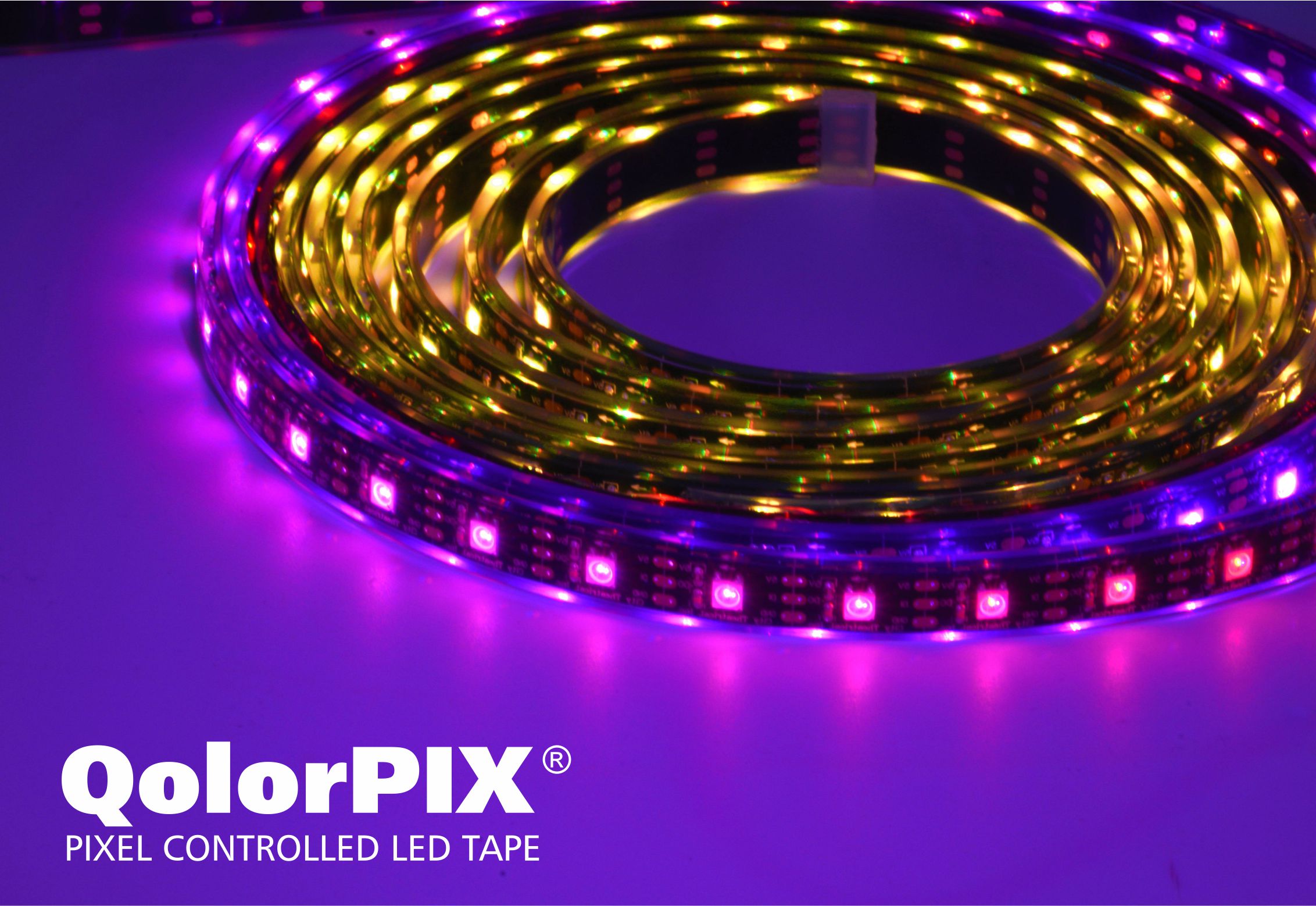 QolorPIX Pixel Controlled LED Tape chase effect