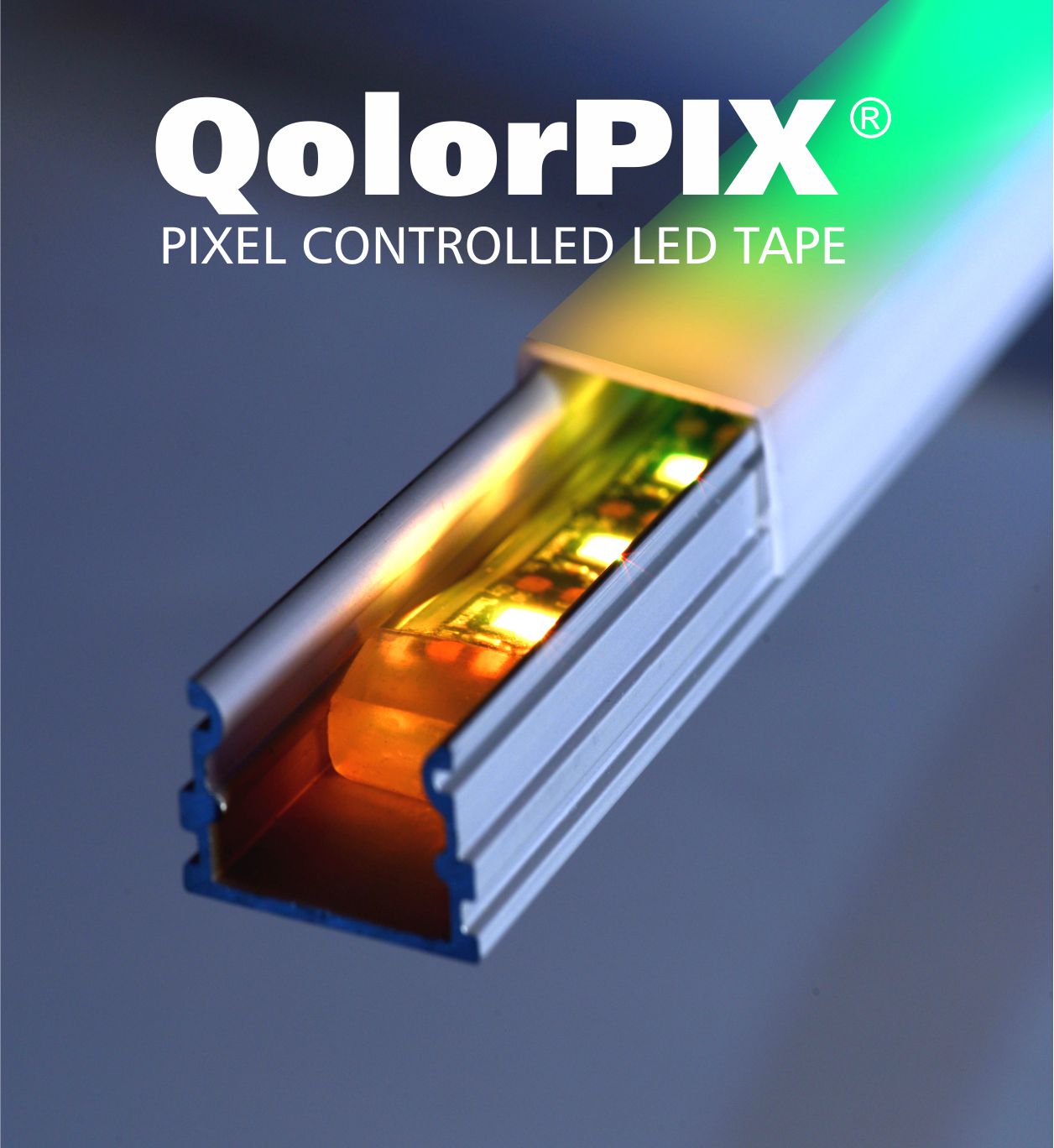 QolorPIX Pixel Controlled LED Tape in extrusion with diffuser